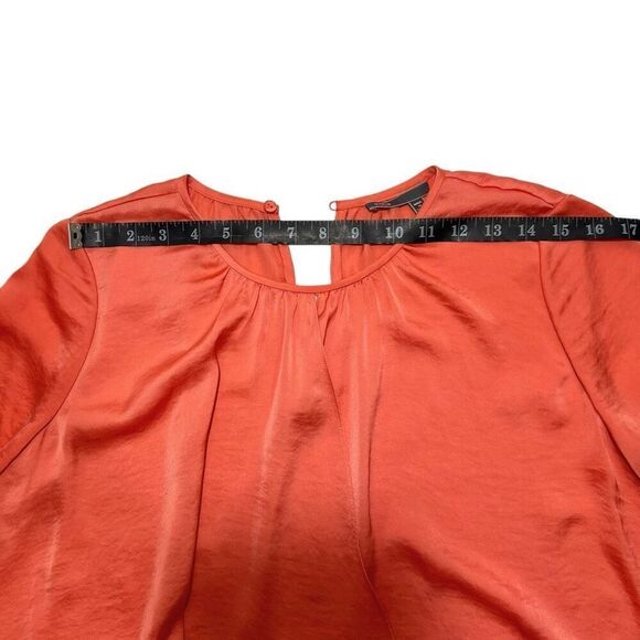 Vince Long Sleeve Blouse Coral Draped Front Size 10 Medium - Picture 10 of 14
